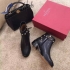 Valentino Rockstud Pebbled Leather Biker Ankle Boots